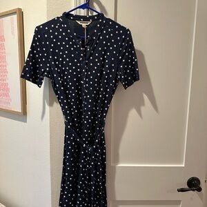 NWT Navy Polka Dot Wrap midi dress